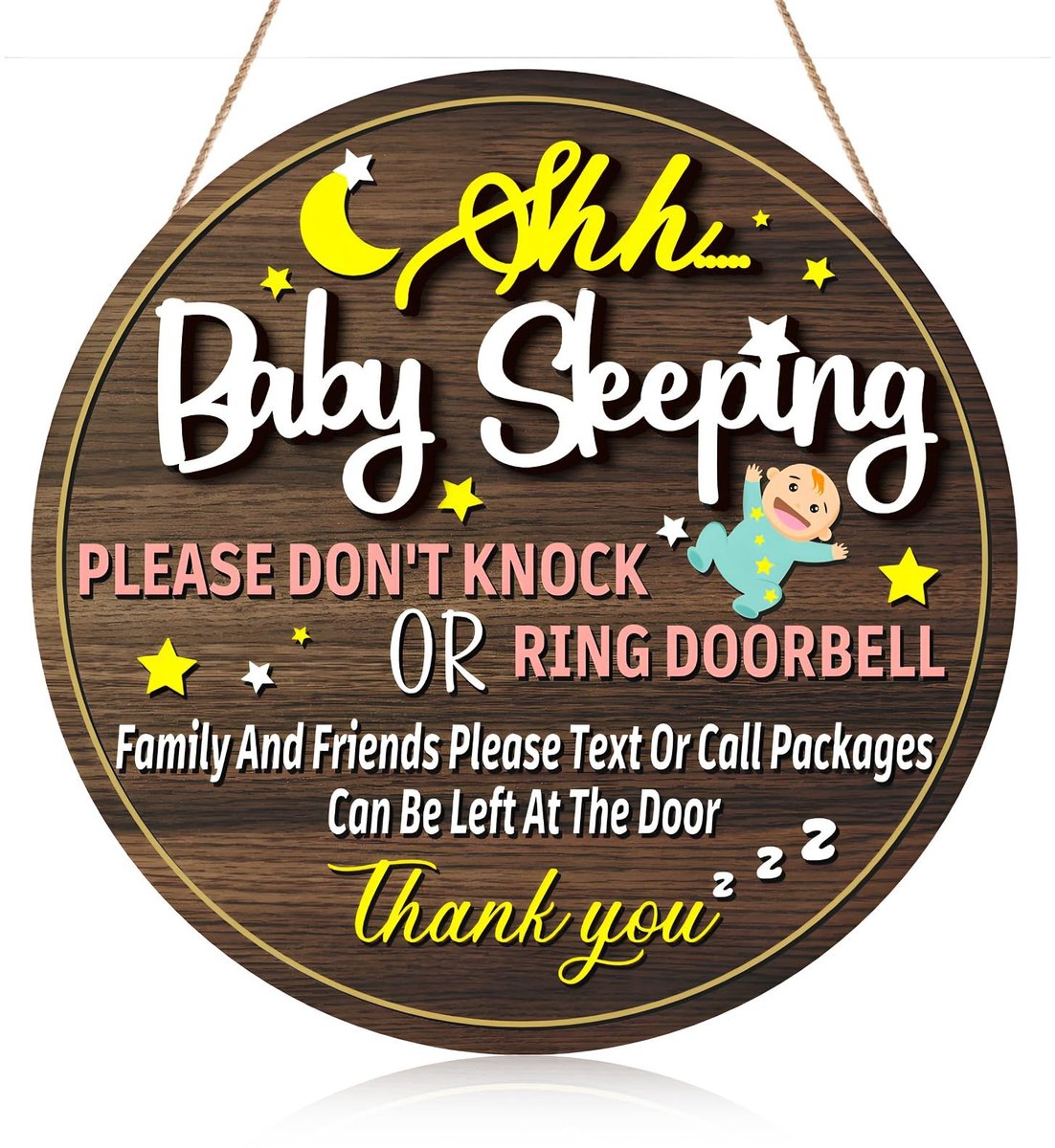 Elzusha - Baby Sleeping Sign - Baby Sleeping Decor - Schattig en Functioneel - Pastel Kleuren - Voorkom Storing - Ideaal voor de Voordeur