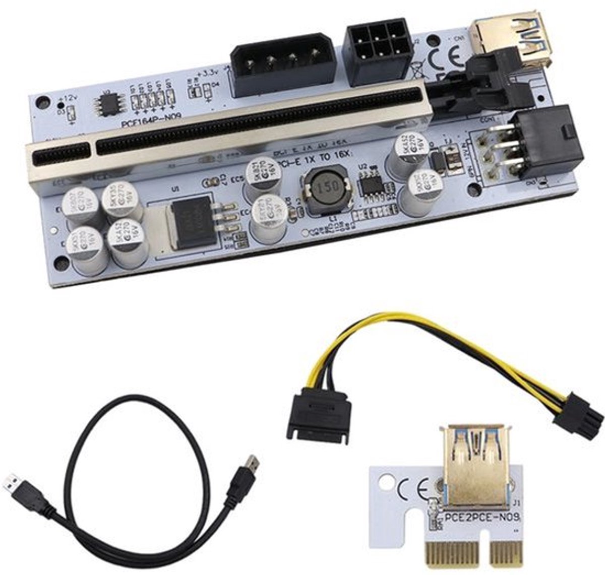 M.2 NGFF naar PCI-E 16X GPU Riser Card - Adapter met 8 Condensatoren - Voor Crypto Mining