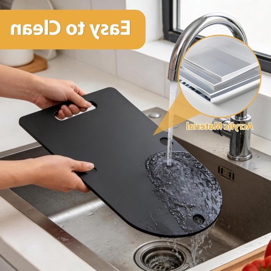 Zijdeplaat voor keukenapparatuur, glijmat voor koffiemaker en voedselverwerker, antislip mat voor mixer en lade, zwart kunststof ontwerp, perfect voor gebruik in de keuken — afbeelding 3