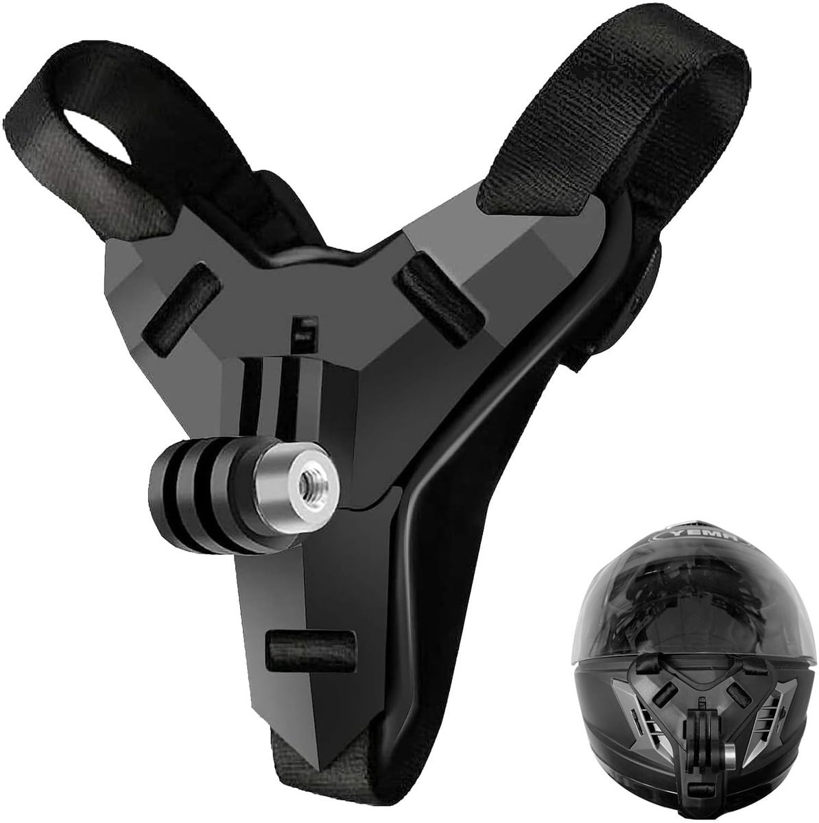 Dailygoods - Motorhelmhouder - Verstelbare Chin Rest - Geschikt voor Actiecamera's - Zwart - Motorhelmhouder voor GoPro - Ideaal voor motorrijders