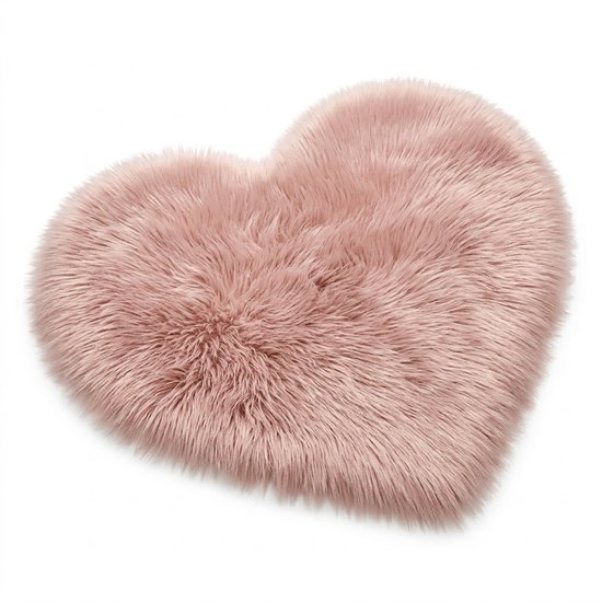 Tapis rose en peluche en forme de cœur 40 x 40 cm tapis de sol doux et moelleux tapis décoratif pour salon chambre et bureau utilisation intérieure