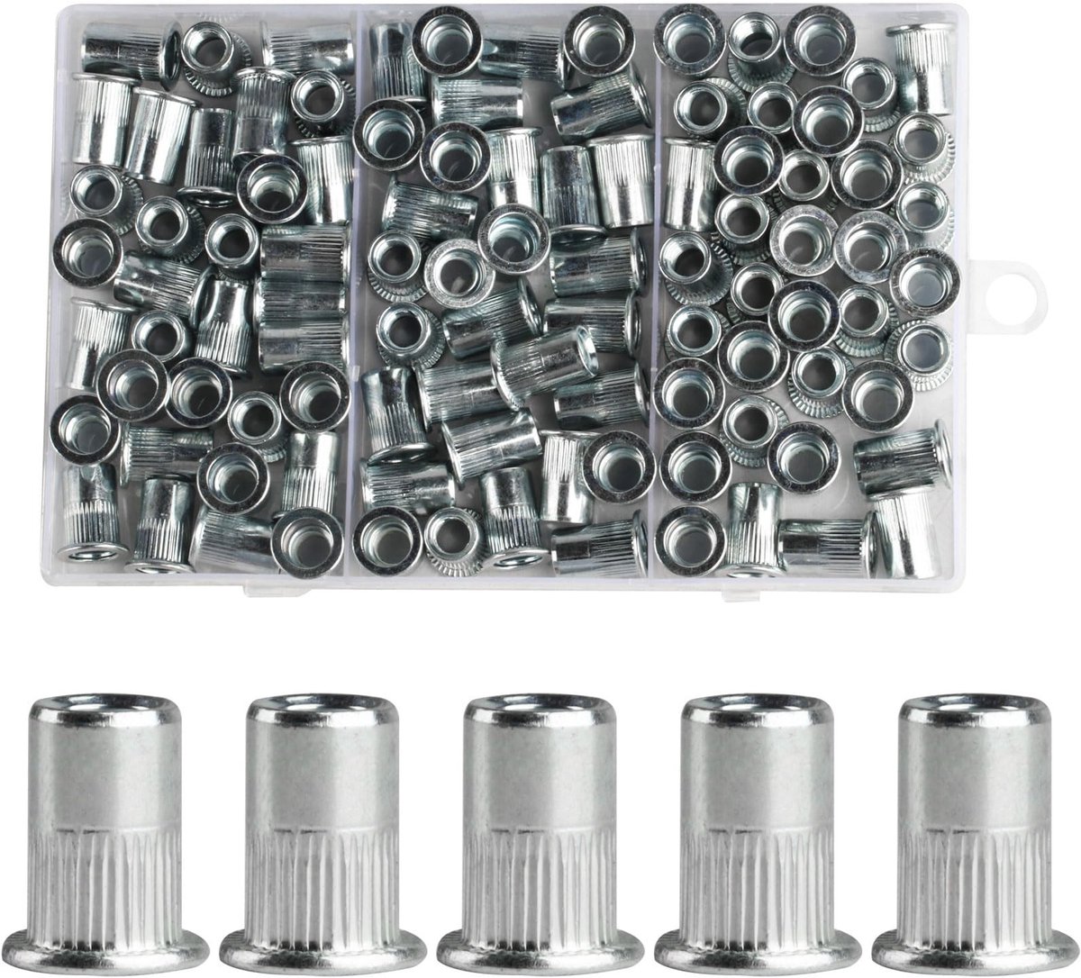 Dailygoods - Klinkmoeren - Klinknootmoer M8 - Hoogwaardig Koolstofstaal - 100 Stuks - Corrosiebestendig - Voor Klinknagelmoeren - Ruimtebesparend