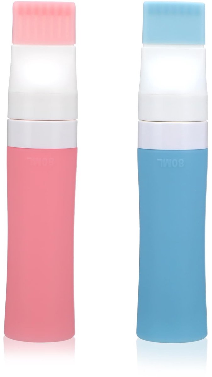 Dailygoods - Haarverf Applicator - Haarolie Fles - Eenvoudig in gebruik - 80ml - Silicone Flessen - Geschikt voor Haarkleuring - Kleur: Blauw en Roze