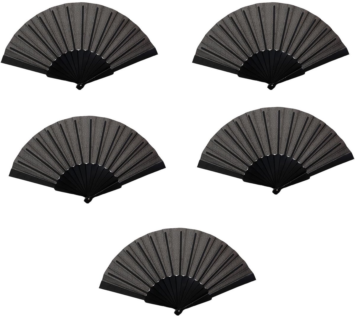 Vlemico - Opvouwbare Ventilator - Handventilator - Lichtgewicht en Compact - Zwart - Oosterse Stoffen - Geschikt voor Woonaccessoires - 5 Stuks
