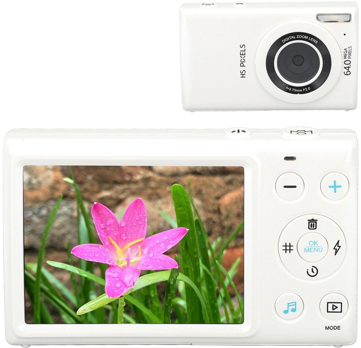 Smoakez - 4K Digitale Camera - Compacte Vlogcamera - 18x Zoom met Autofocus - Wit - Geschikt voor Kinderen, Tieners en Volwassenen