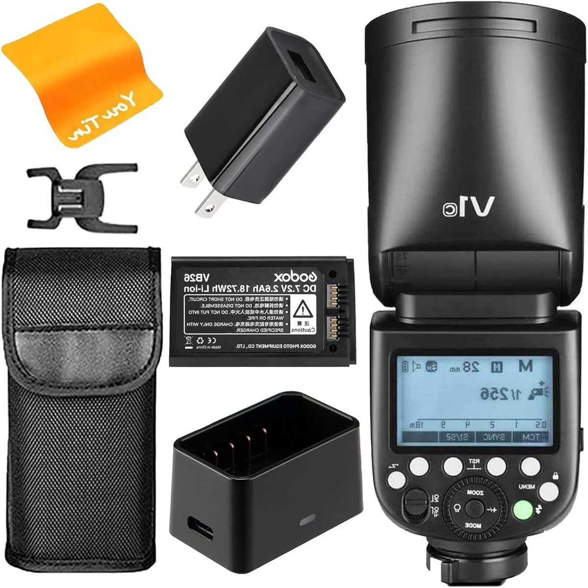 Ronde flitser voor Canon met 2.4G HSS, TTL en 1.5 sec oplaadtijd, 2600mAh batterij en LED-instellingen