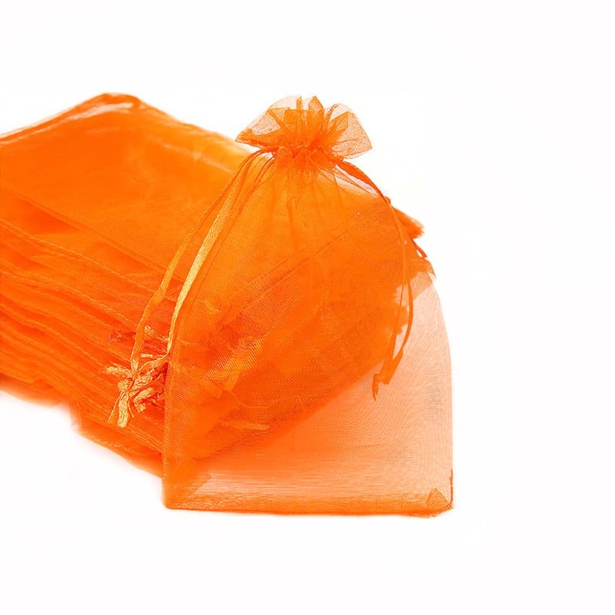 Zeynomax - Organza Zakjes om te Vullen - Cadeauzakjes voor Feestjes - 7 x 9 cm - Oranje - Sieradenzakje voor Bruiloft en Festival