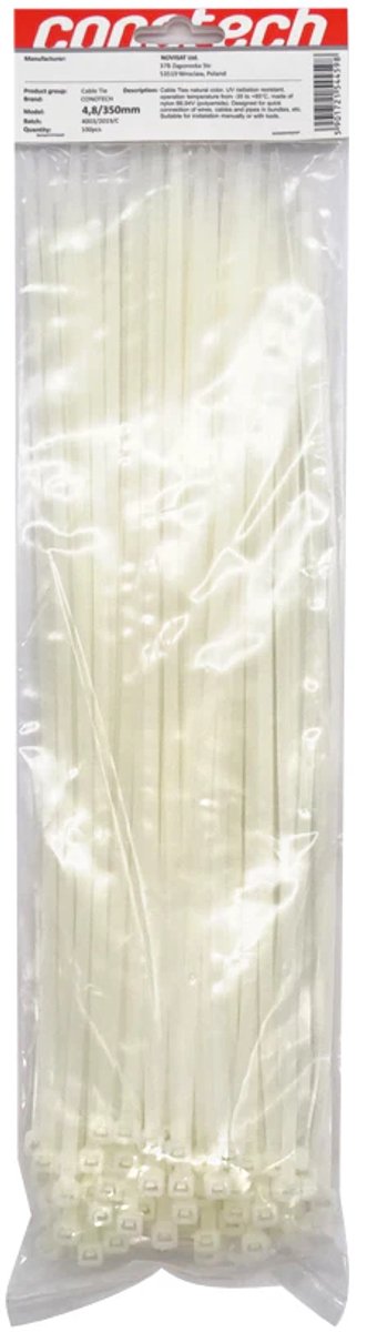 Conotech - Kabelbinder - 350mm - 4,8mm - Wit