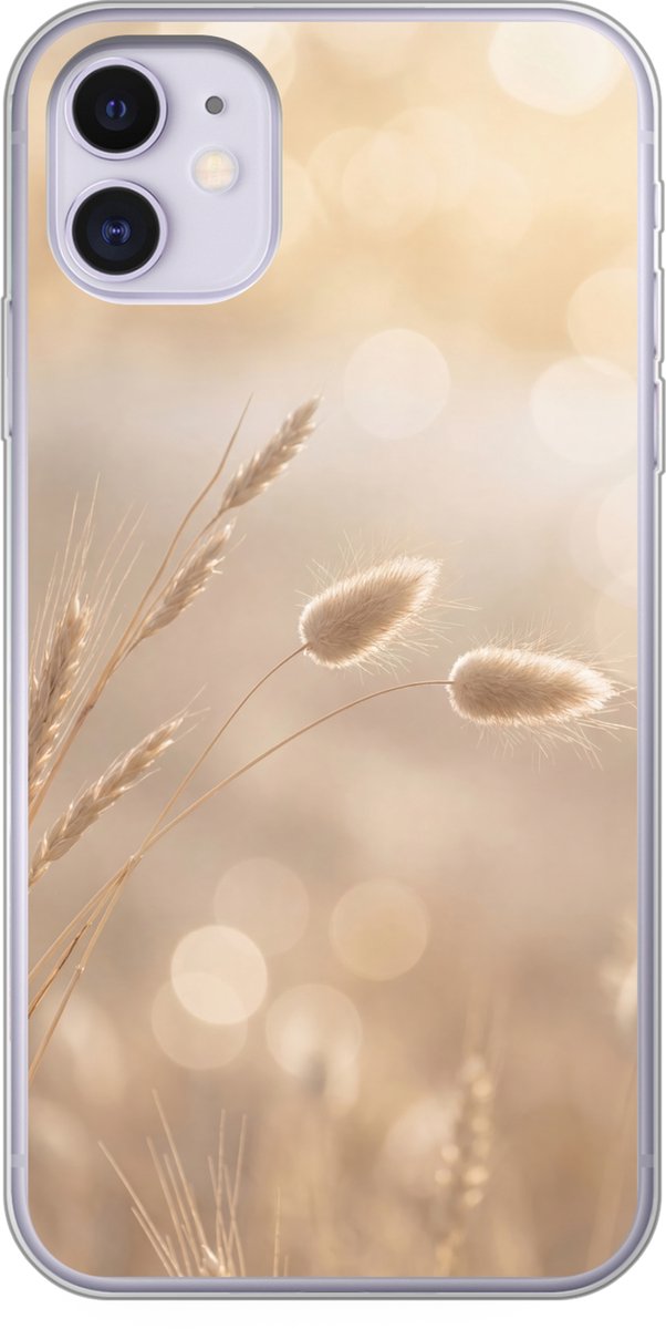 Telefoonhoesje Geschikt voor iPhone 11 hoesje - Hazestaartgras - Graanharen - Zonlicht - Siliconen Telefoonhoesje Telefoonhoesje