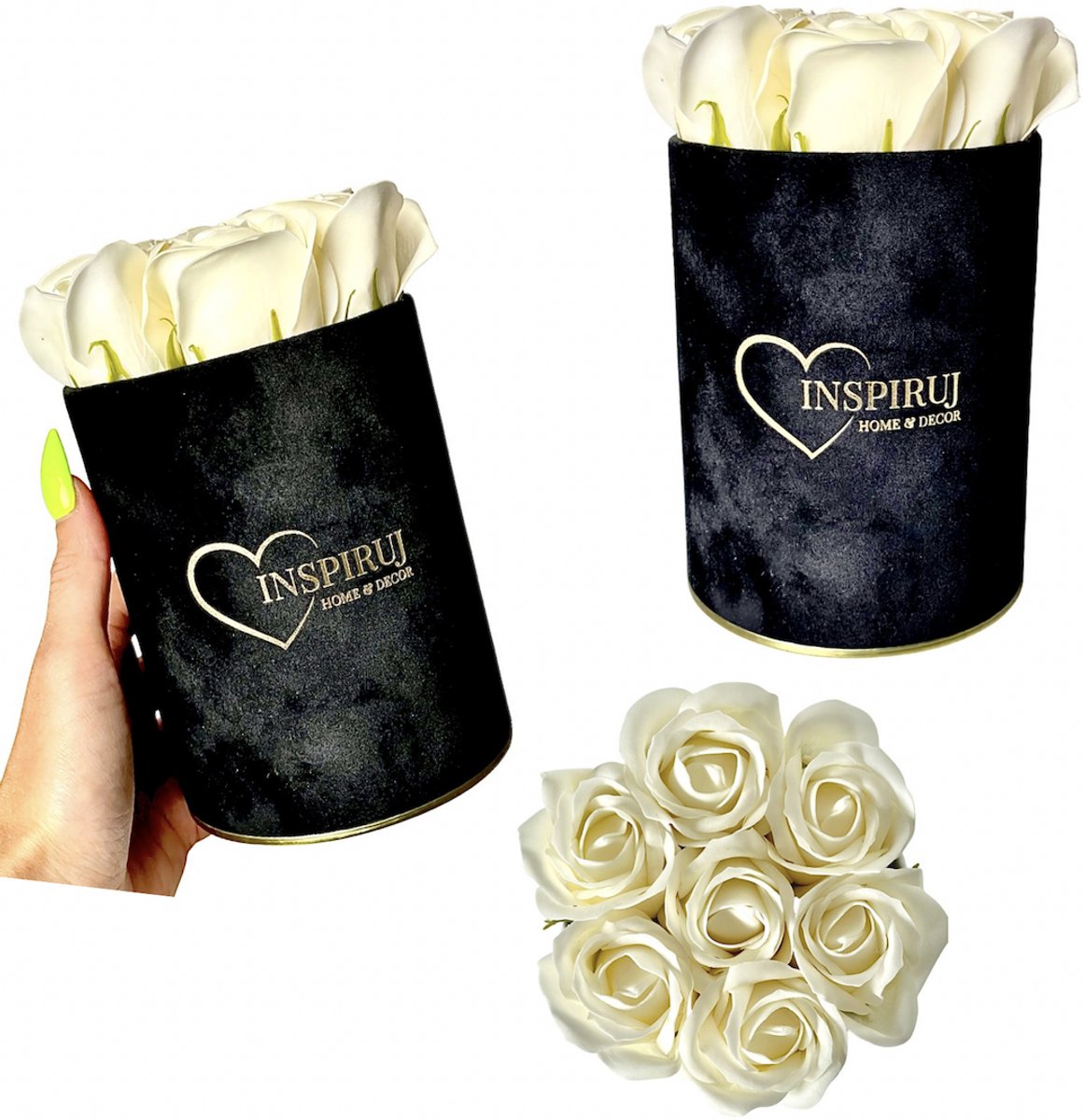 Inspiruj - Flowerbox - Czarne Pudełko - Rozen Mydlane - Kremowy