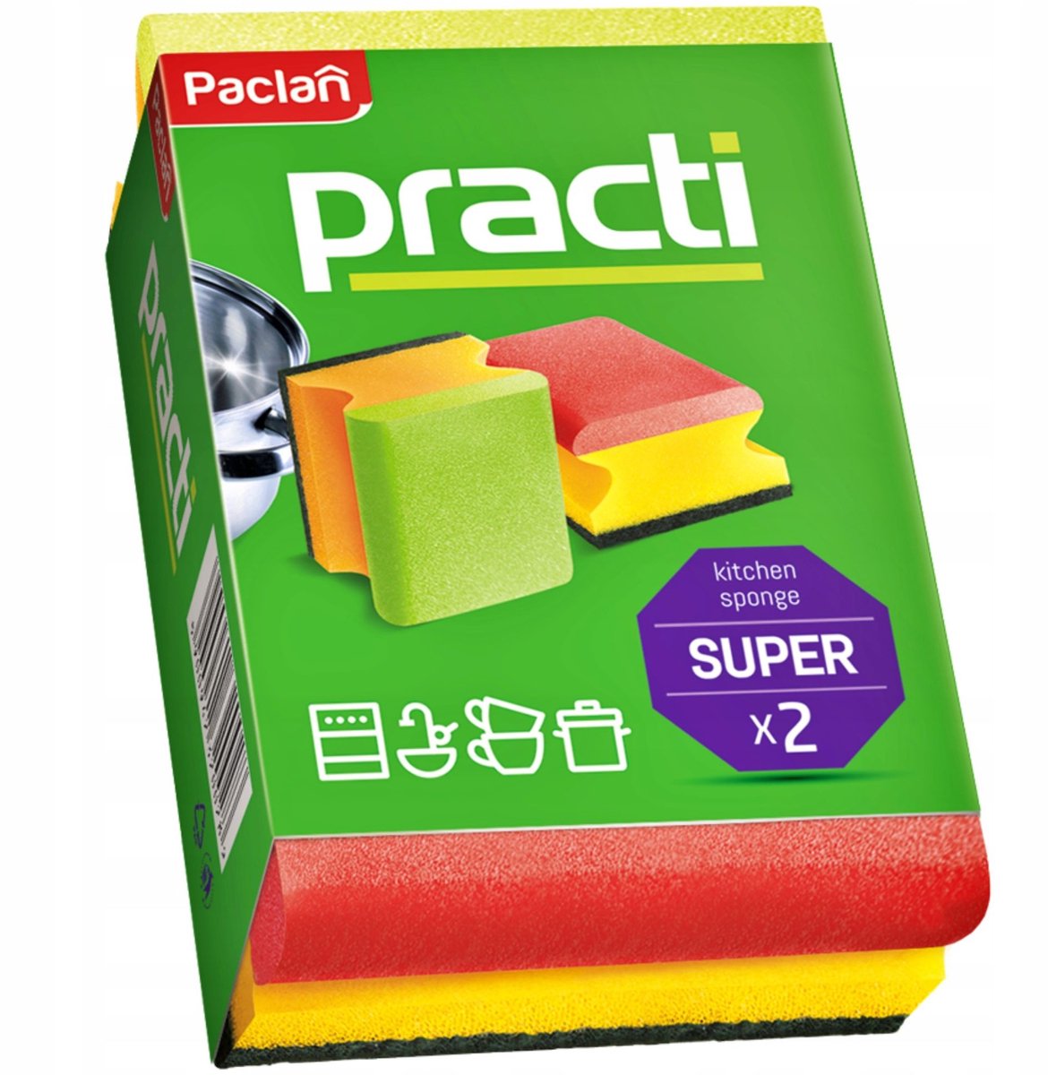 Paclan Practi-kolor - Spons - 2 stuks - Dubbelkleurig - Hoge kwaliteit