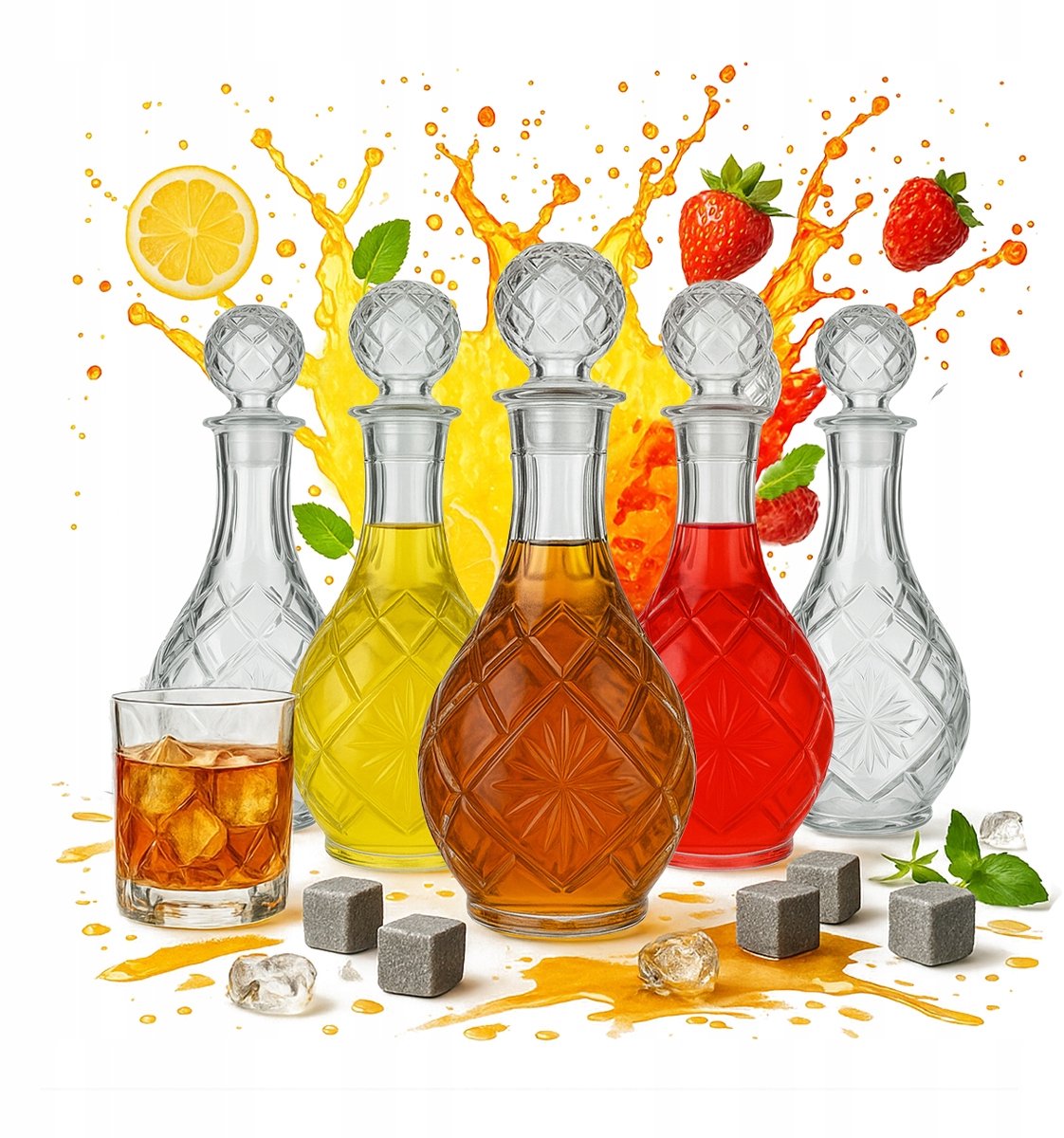 Bimberek Pina - Glass Karaf - 900ml - Elegant Design - Set van 5