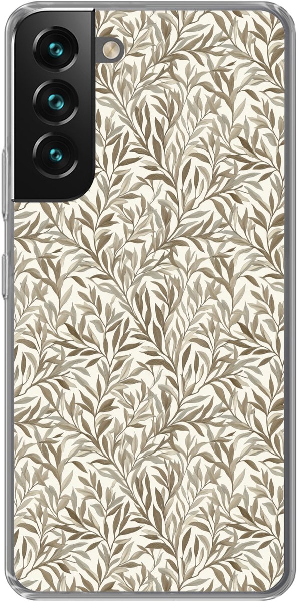 Telefoonhoesje Geschikt voor Samsung Galaxy S22 hoesje - Takken - Botanisch - Taupe - Siliconen Telefoonhoesje Telefoonhoesje