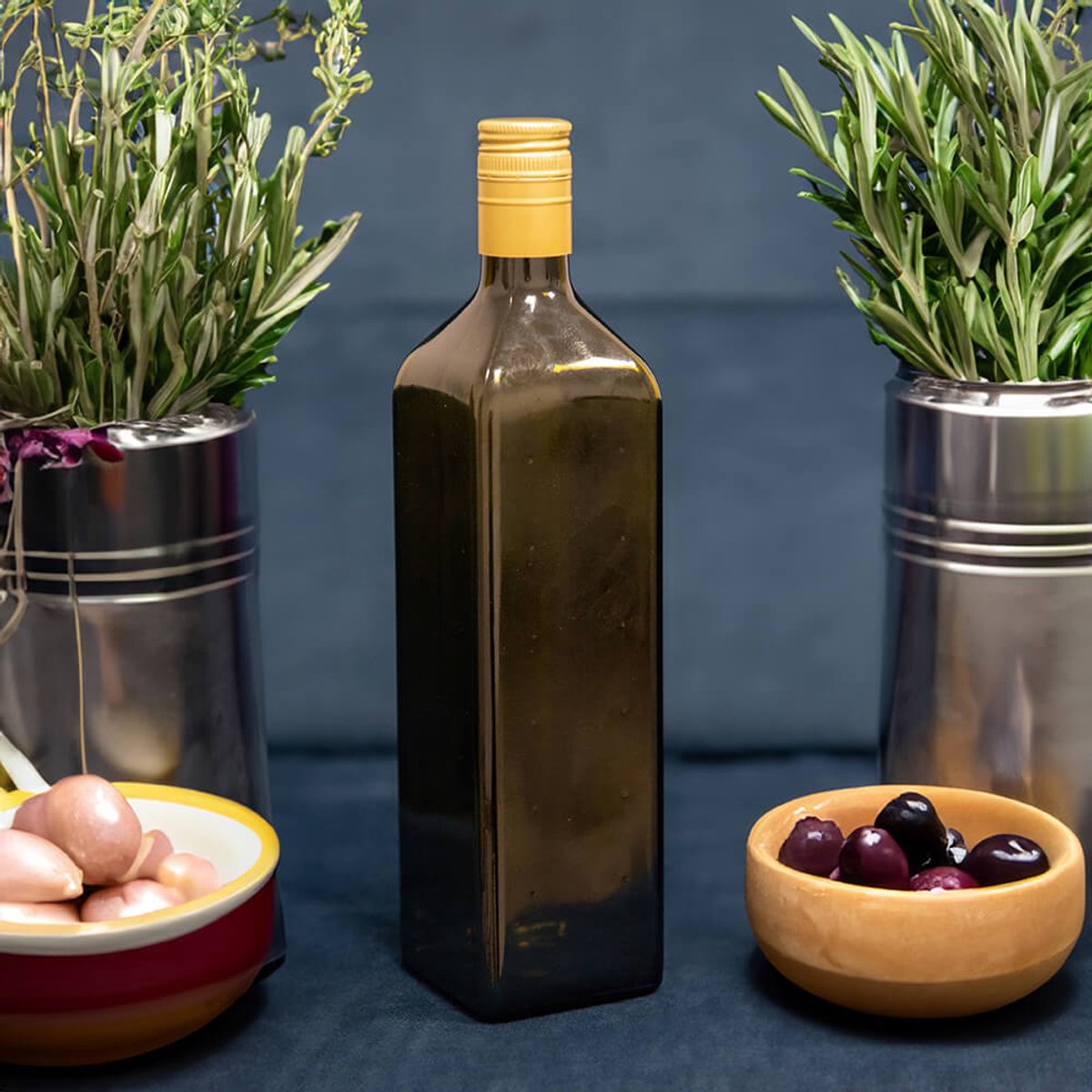 Bimberek Marasca - Decoratieve Fles - Olijfgroen Glas - 750 ml - Vierkante Vorm
