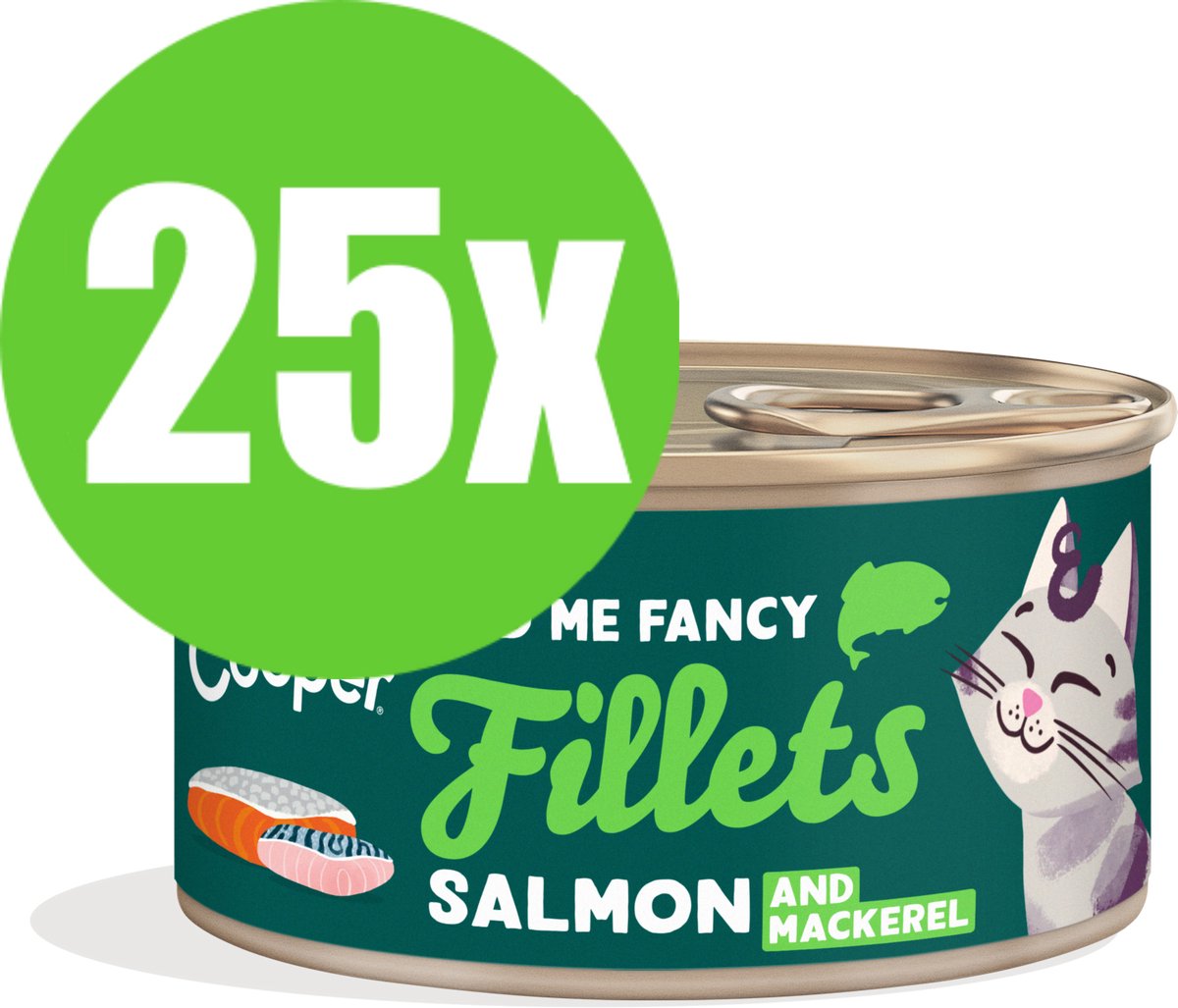 25x Edgard & Cooper Cat Fillets Mackarel/Salmon - 70 gr - Natvoeding Kat