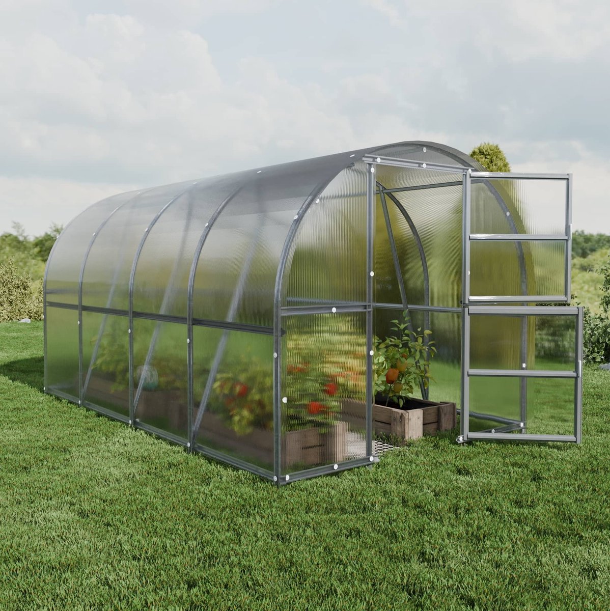 Klasika Baltic LT Tuinkas - Polycarbonaat - 3 x 4 m - 6 mm - Automatische Deuropener - Waterreservoir