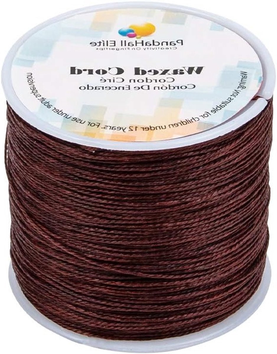 106m/Roll 0.5mm Ronde Gewaxte Katoenen Draad voor Sieraden Maken, Macramé Benodigdheden en Ambachtelijke Projecten - Kokosnoot Bruin