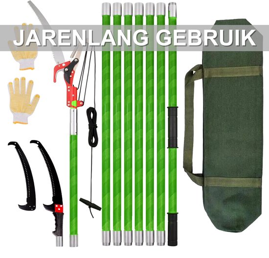 Boomstokzaag met verstelbare lengte - Voor bosbouw, tuin en hoge takken - Handmatige paalschaar & snoeizaag functie - Kleur: rood, inclusief draagtas — afbeelding 4