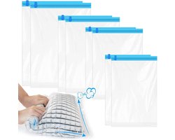 8-delige compressie zakken reizen – compressie zakken – vacuum opbergzakken – Opbergzakjes – Geen pomp nodig – Herbruikbaar – Voor kleding – PE – Blauw