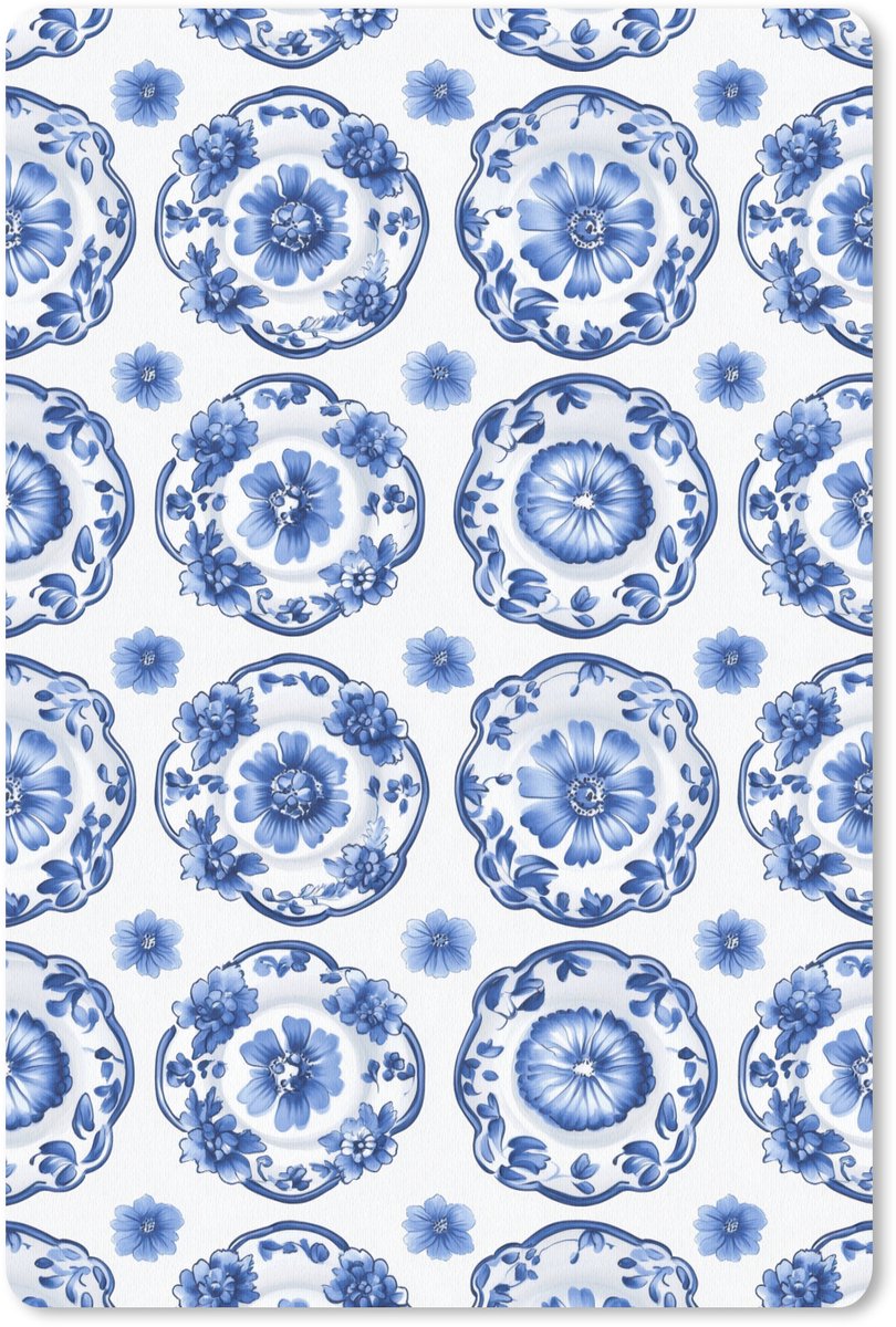 Muismat 13x20 cm - Mousepad Sierborden - Bloemen - Blauw - Muismatten