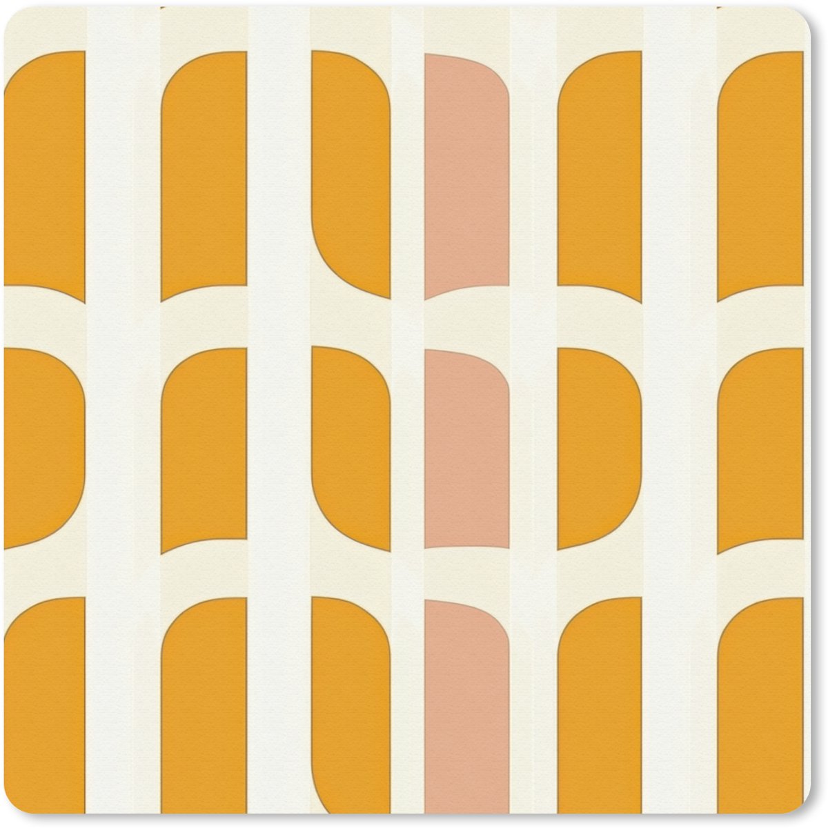 Muismat 20x20 cm - Mousepad Geometrisch - Patroon - Geel - Roze - Muismatten