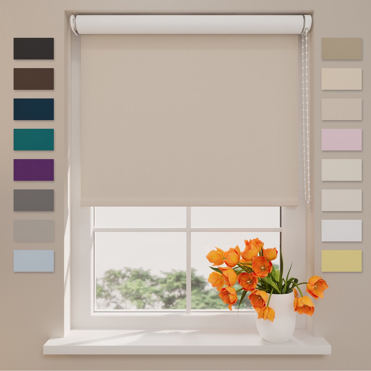 DTCH® Rolgordijn Verduisterend - Easy - Beige - 90 x 275 cm
