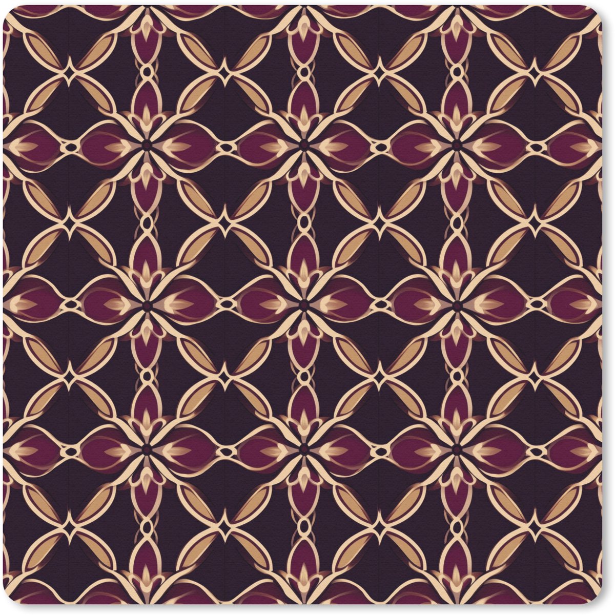 Muismat 20x20 cm - Mousepad Symmetrisch - Tegel - Burgundy - Muismatten