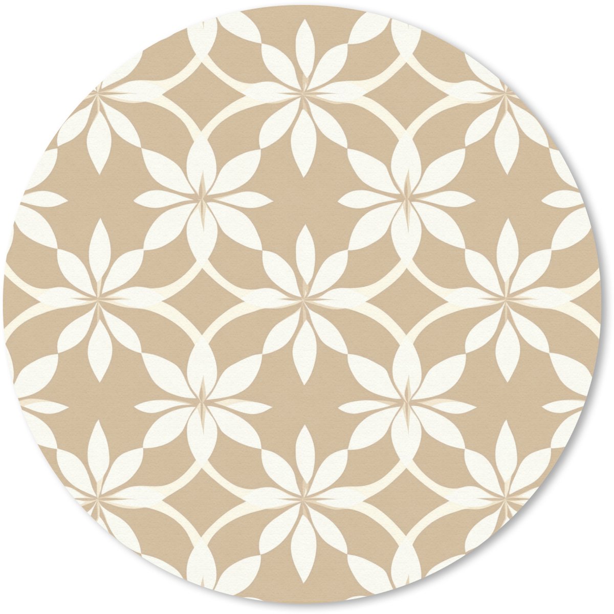 Muismat rond 30x30 cm - Mousepad Bloemen - Patroon - Beige - Ronde muismatten
