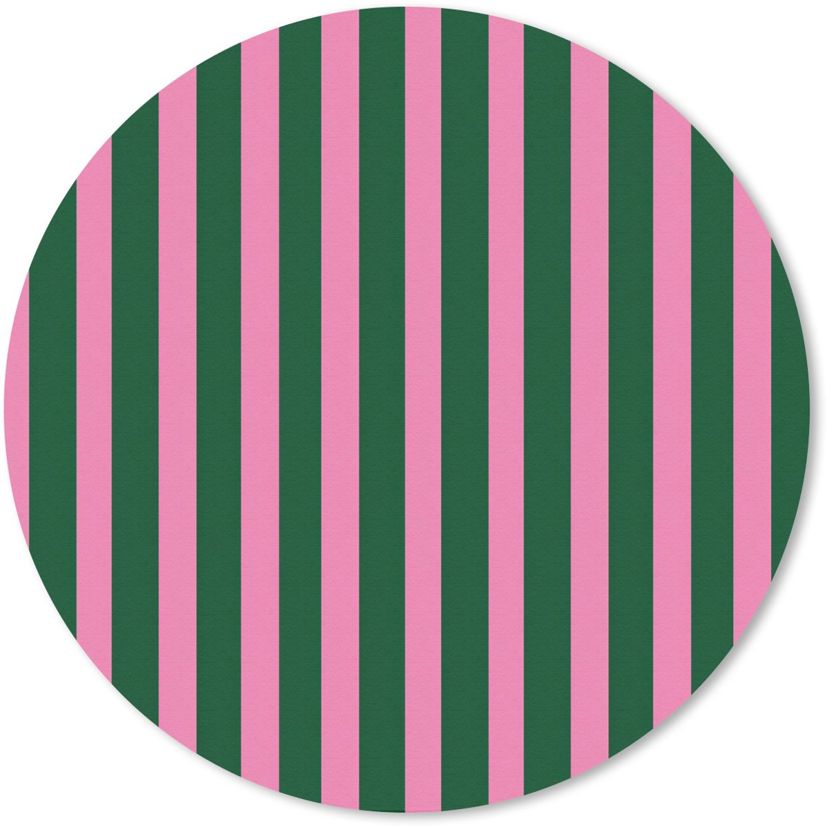 Muismat rond 40x40 cm - Mousepad Verticale strepen - Groen - Roze - Ronde muismatten