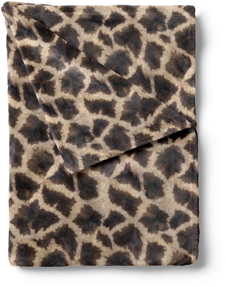 Zohome Plaid Giraffe - Warme deken voor op de bank - Zacht - 140x200 - Bruin