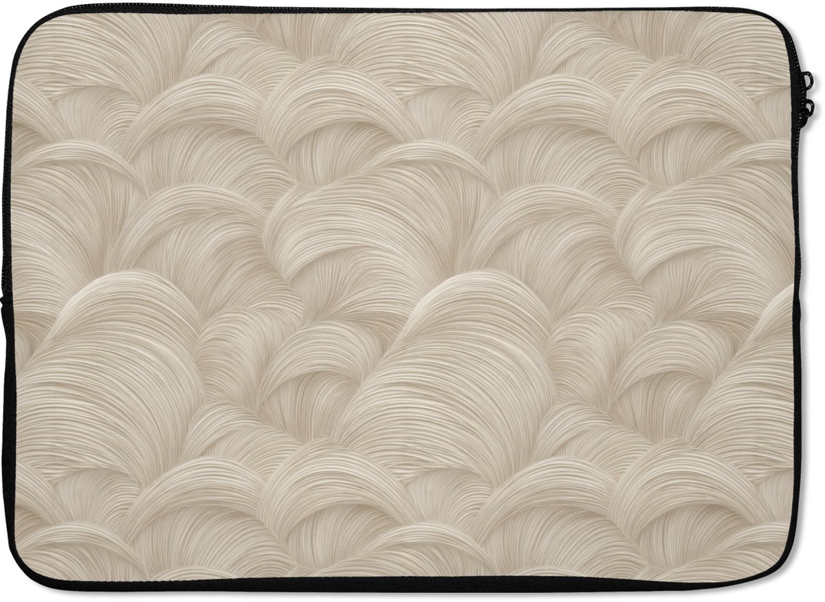 Laptophoes 14 inch - Bogen - Patroon - Beige - Laptop sleeve - Binnenmaat 33x23 cm - Zwarte achterkant