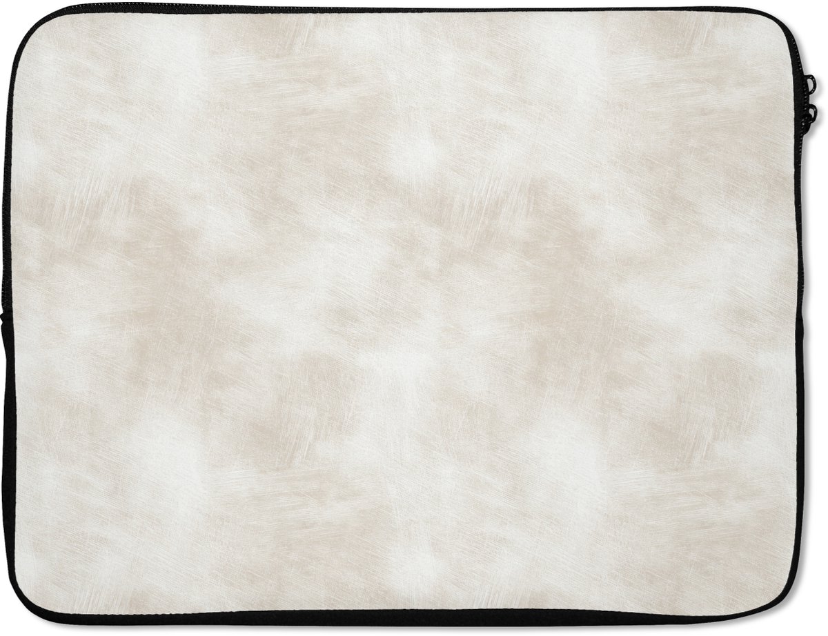 Laptophoes 17 inch - Subtiel - Structuur - Beige - Laptop sleeve - Binnenmaat 41x28 cm - Zwarte achterkant