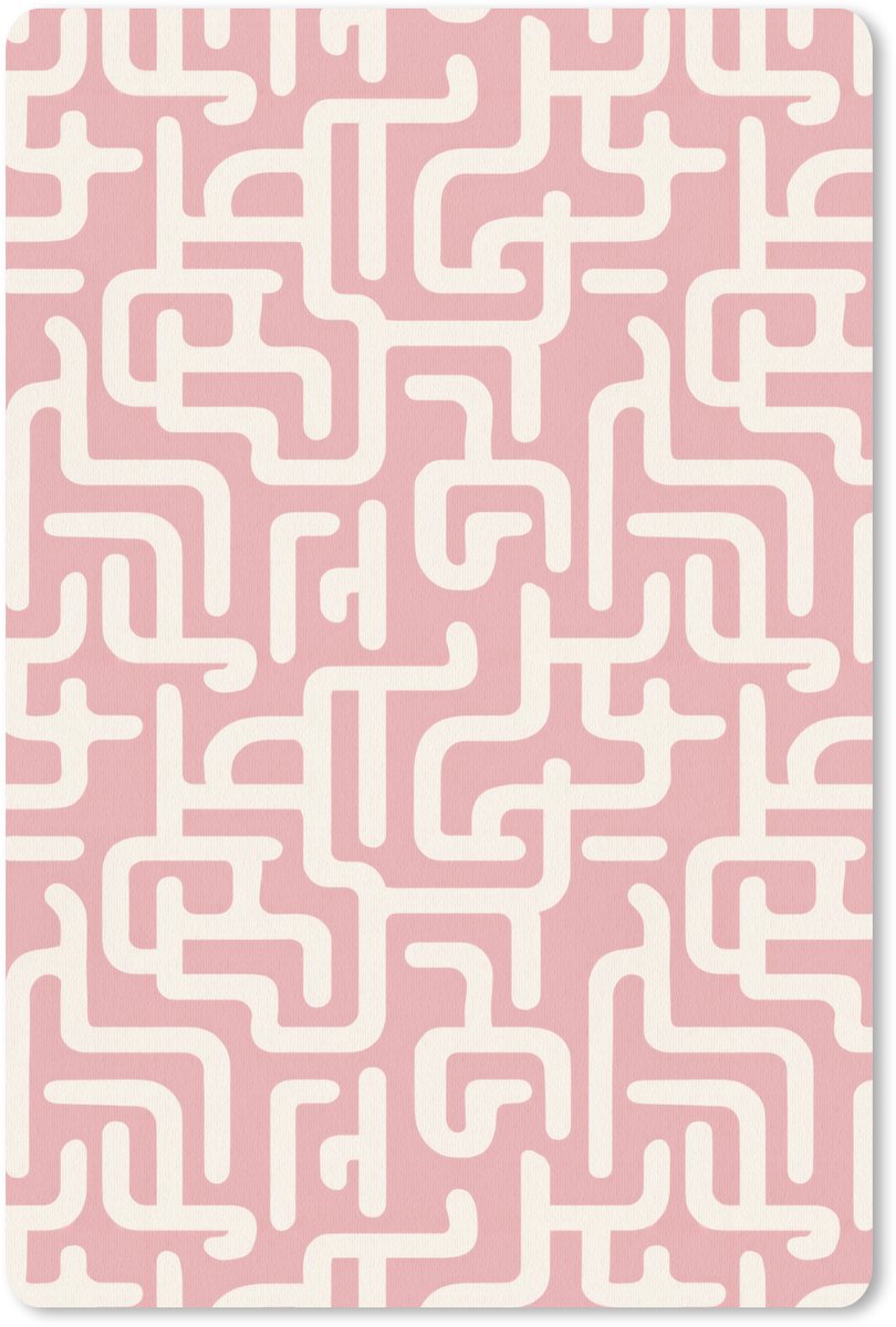 Muismat 13x20 cm - Mousepad Doolhofpatroon - Roze - Wit - Abstract - Muismatten