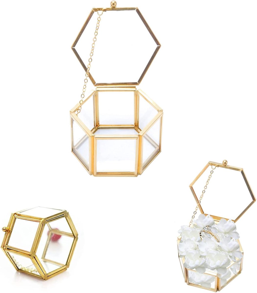 Vintage Sieradenbox - Glazen Sieradenbox - Geometrische Organiser voor Ringen en Armbanden