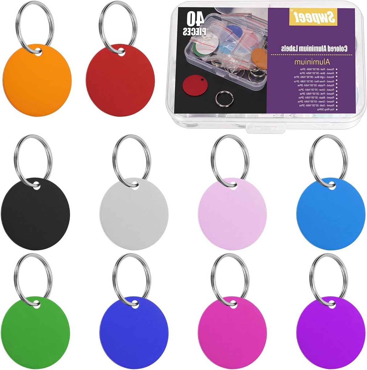Aluminium Lege Tags - Blanco Labels Stempelen - Huisdier Identificatie - 10 Kleuren Assortiment - 35 mm Diameter - Meerdere Kleuren