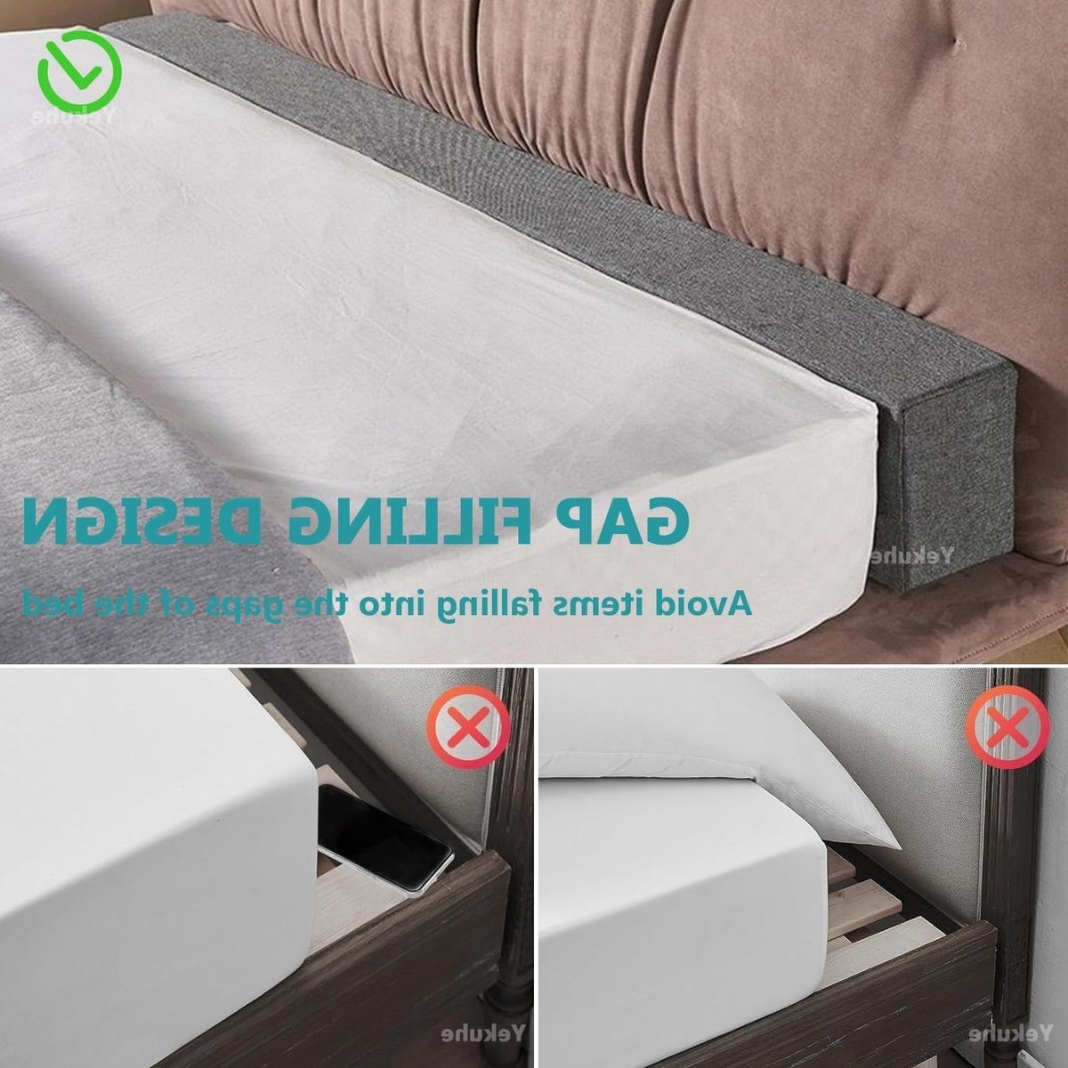 Bed Spleet Vuller - Matras Extender Kussen - Slaapkamer Comfort Verbeteren - Hoge Dichtheid Schuim - 180x5x25cm - Zwart