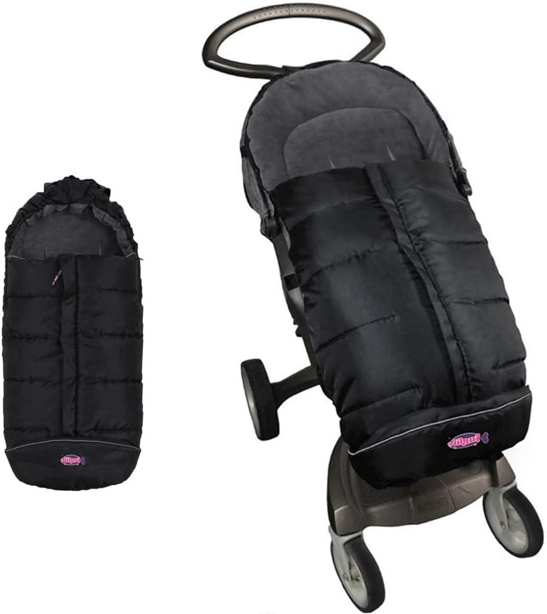 Voetenzak Kinderwagen - Bunting Bag Baby - Baby Warm Houden - Universele Pasvorm - 99 x 50 cm - Zwart/Grijs