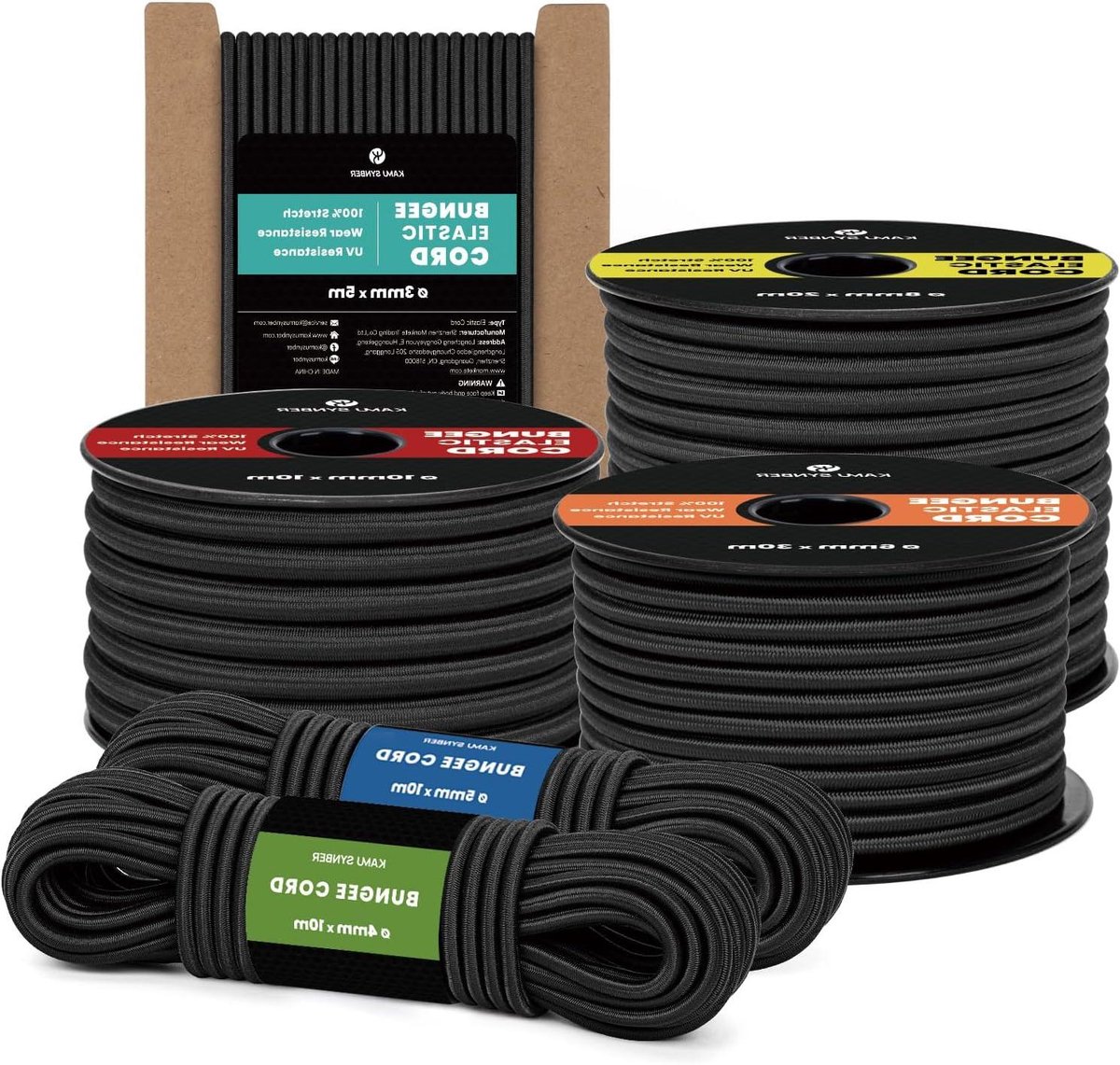 Rubberen Touw - Elastisch Koord Bungee - Spullen Vastzetten - UV- en Weerbestendig - 4mm x 20m - Zwart