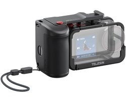 Telesin Street Photography Grip + Cage DJI Osmo Action 3/4/5 - Met Bluetooth Shutter Knop - Inclusief Cold Shoe Mounts - Aluminiumlegering - Zwart