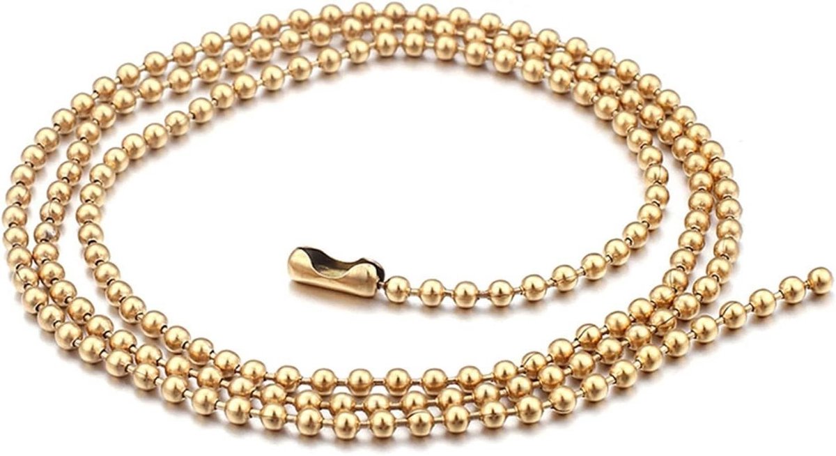Heren Ketting - Ball Chain - Dagelijkse Stijl - Roestvrij Staal - 45-76cm - Goud-Zwart