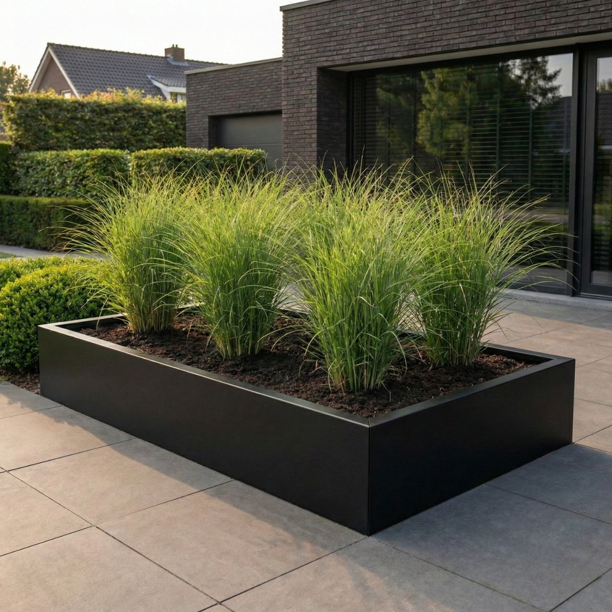 STEAEL VARNI – Stalen Plantenbak – 200 x 100 x 40 cm – Zwart