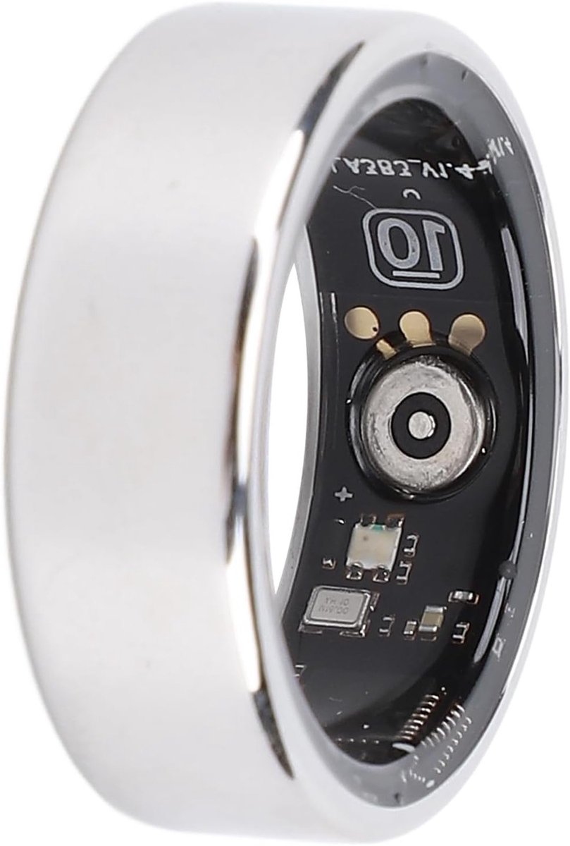 Gezonde Slimme Ring met IP68 Waterdichtheid, Draagbare Fitness Tracker voor Slaap en Activiteit, Geschikt voor Mannen en Vrouwen, Inclusief App, Zilver