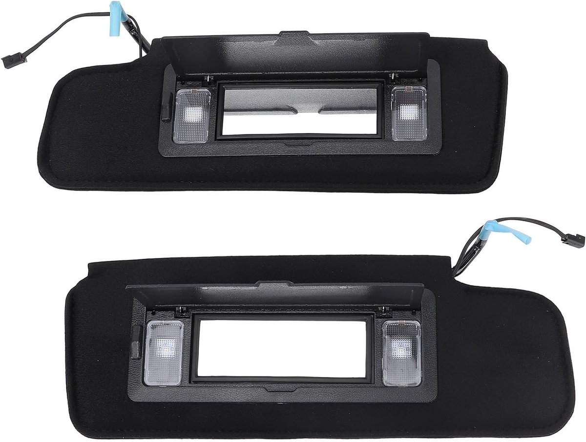 Zwarte Zonnevisors voor Auto met LED Make-up Spiegel - Vervanging voor 1984-1996 Corvette, Links en Rechts, Perfecte Bescherming tegen Zonlicht