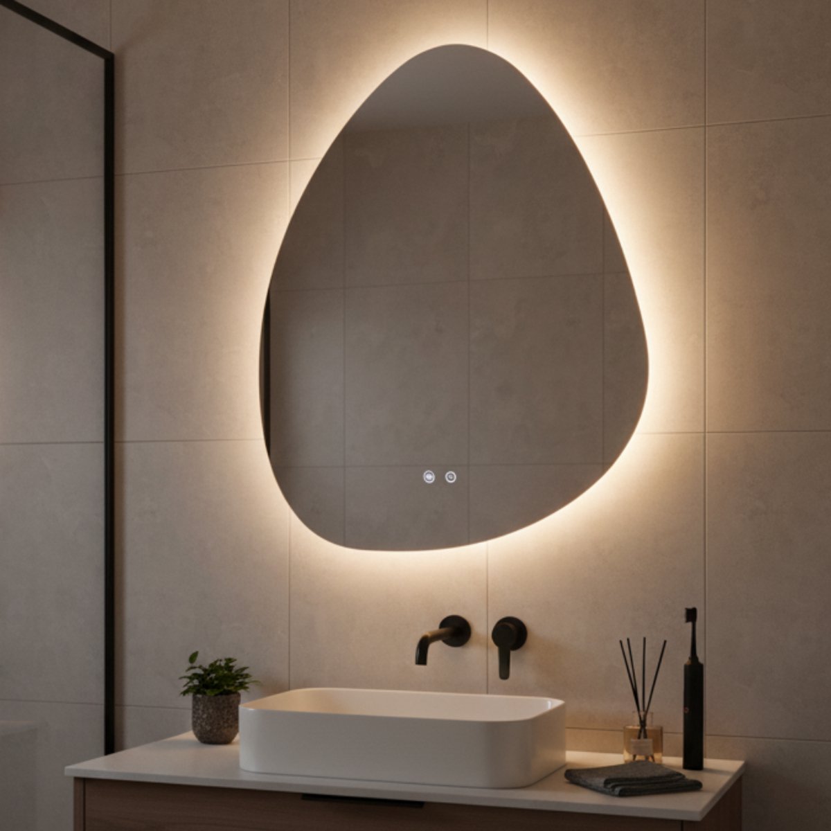 Trendy Meije® Loft Badkamerspiegel met LED Verlichting - Organisch - 60x80 cm - Anti-Condens