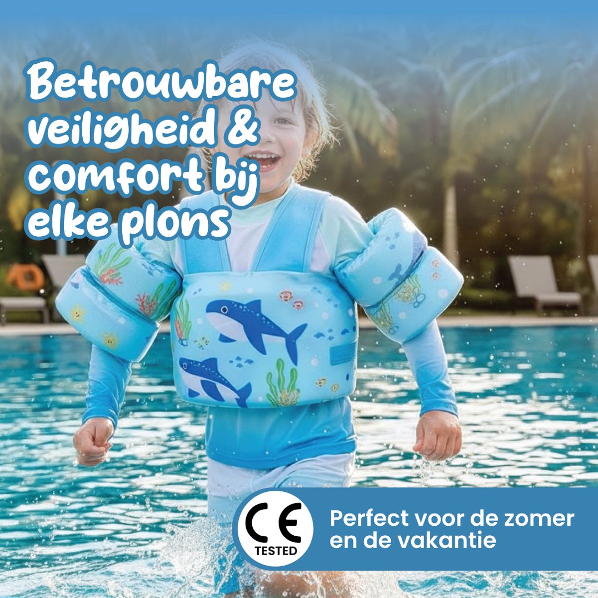 Montzys® Puddle Jumper Blauw - Zwembandjes & Zwemvest - Reddingvest Kind - Drijfvest & Zwemvleugels - Swimtrainer & Zwemgordel - Kinderen van 2 tot — afbeelding 4