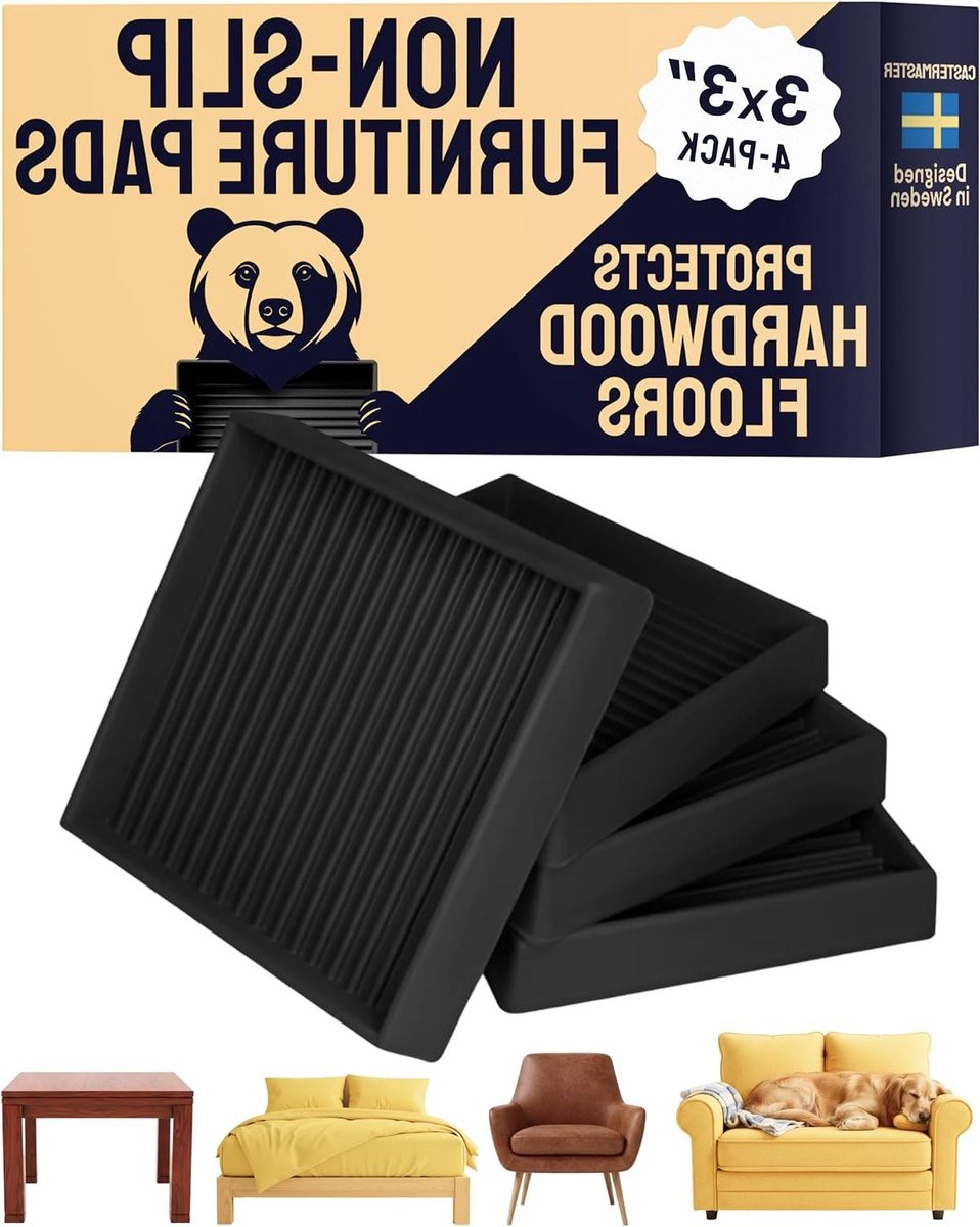 Meubelbekers - Vloerbeschermers - Meubels Beschermen - Antislip Rubber - 760x760 cm - Zwart