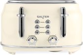 Salter Retro Crème 4-slice Toaster - 6 Bruiningsniveaus, Brede Sleuven