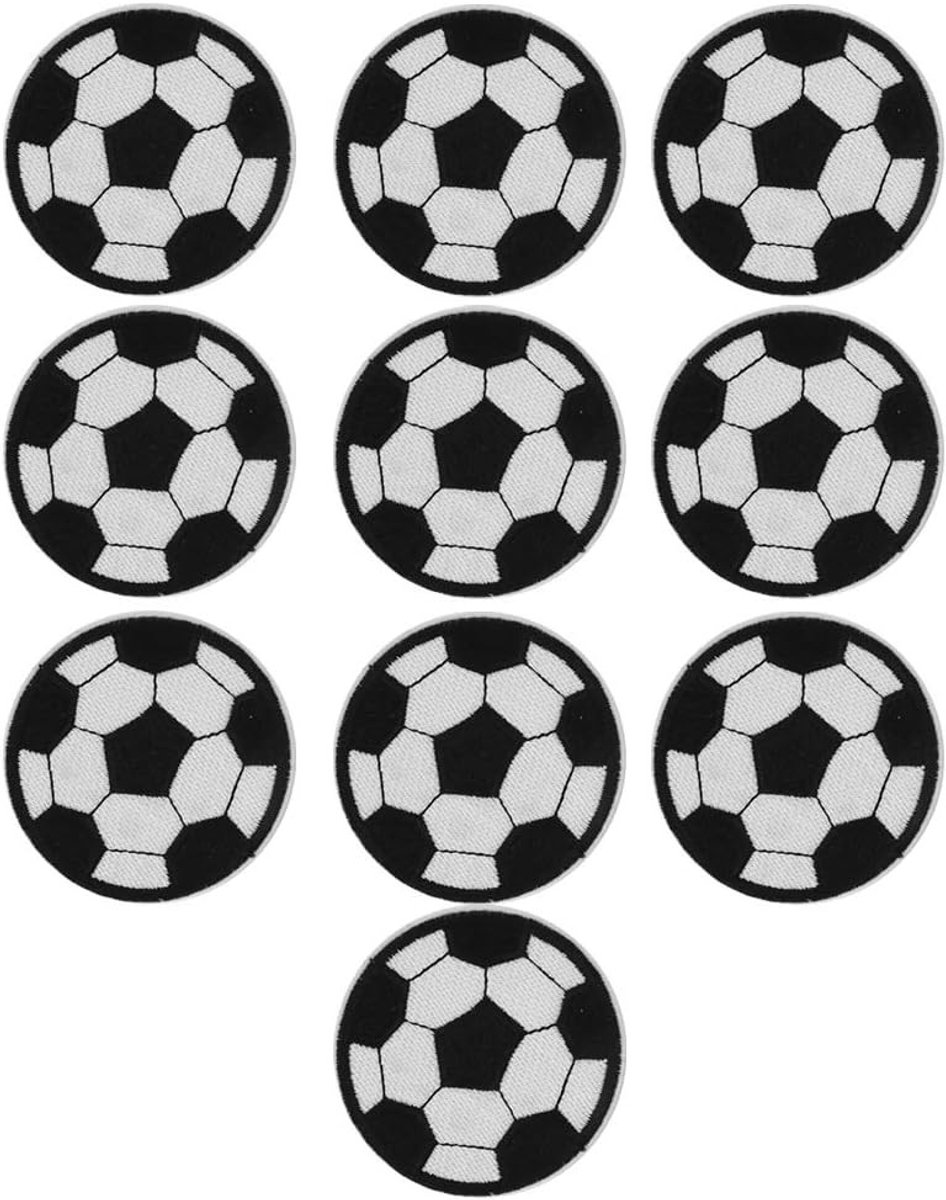 30 Stuks Voetbal Borduurpatches, Zwart-Wit Strijkpatches voor Kleding, Jassen en Tassen, DIY Sport Borduurwerk Decoratie
