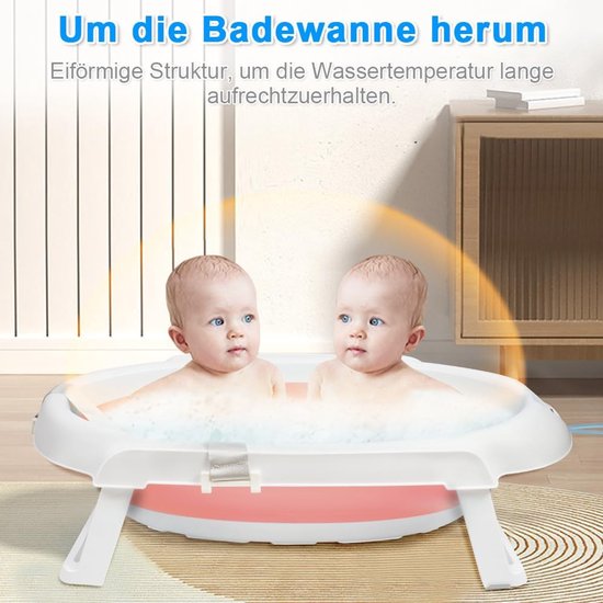 Opvouwbaar Babybadje - Draagbaar Badje - Baby Verzorging - Inclusief Verhoogd Onderstel - 82 cm - Roze — afbeelding 5