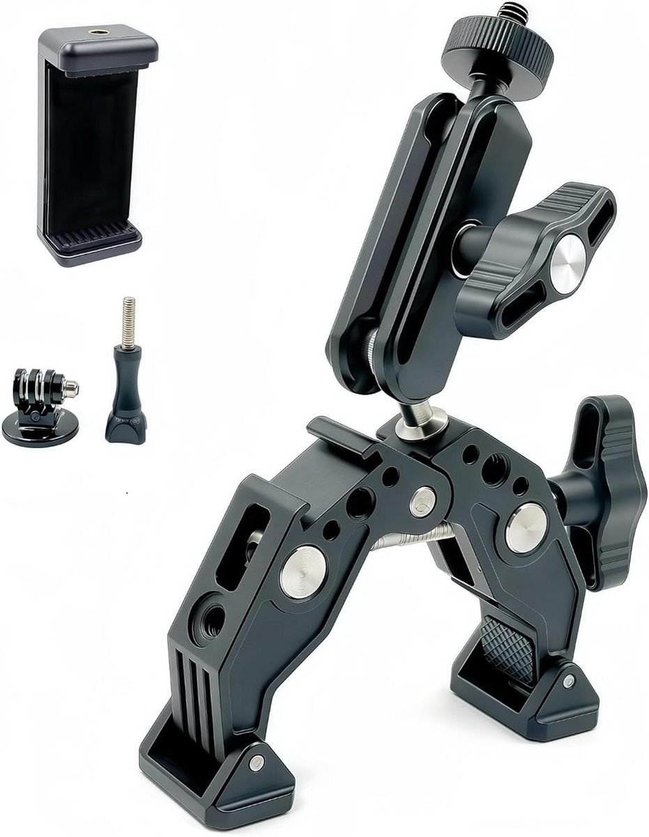 Super Klem - Magic Arm - Camera Bevestigen - Dubbele Ballhead - 3 inch - Zwart